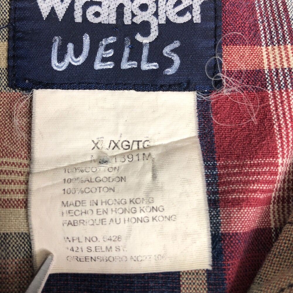 Vintage 90s Wrangler Pearl Snap Shirt Mens XL Plaid Cotton Western Cowboy‎ Rodeo - Picture 5 of 15